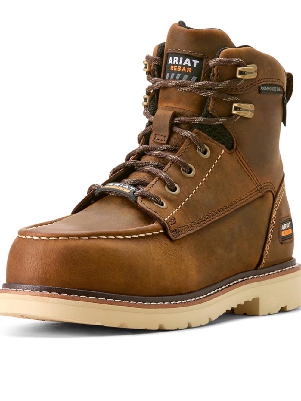 Ariat Brown Women’s Composite Toe Waterproof Leather Work Boot w/Tan Outsole 7.5